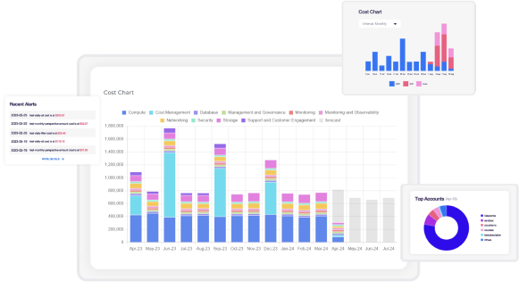 Cloud cost management charts.