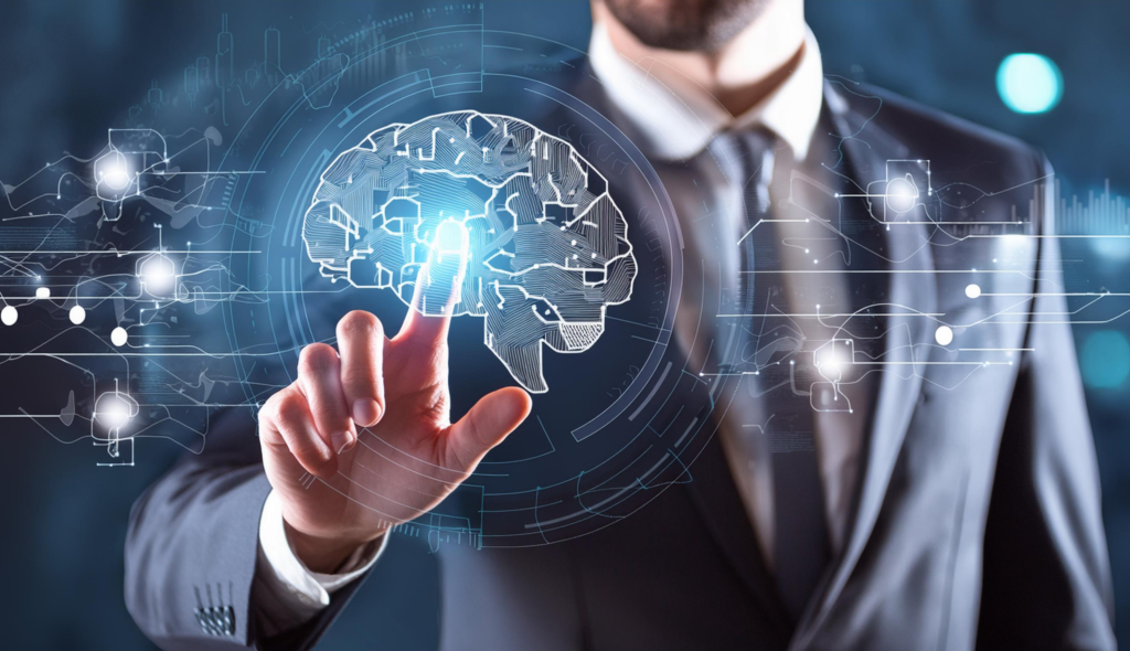 businessman touching ai