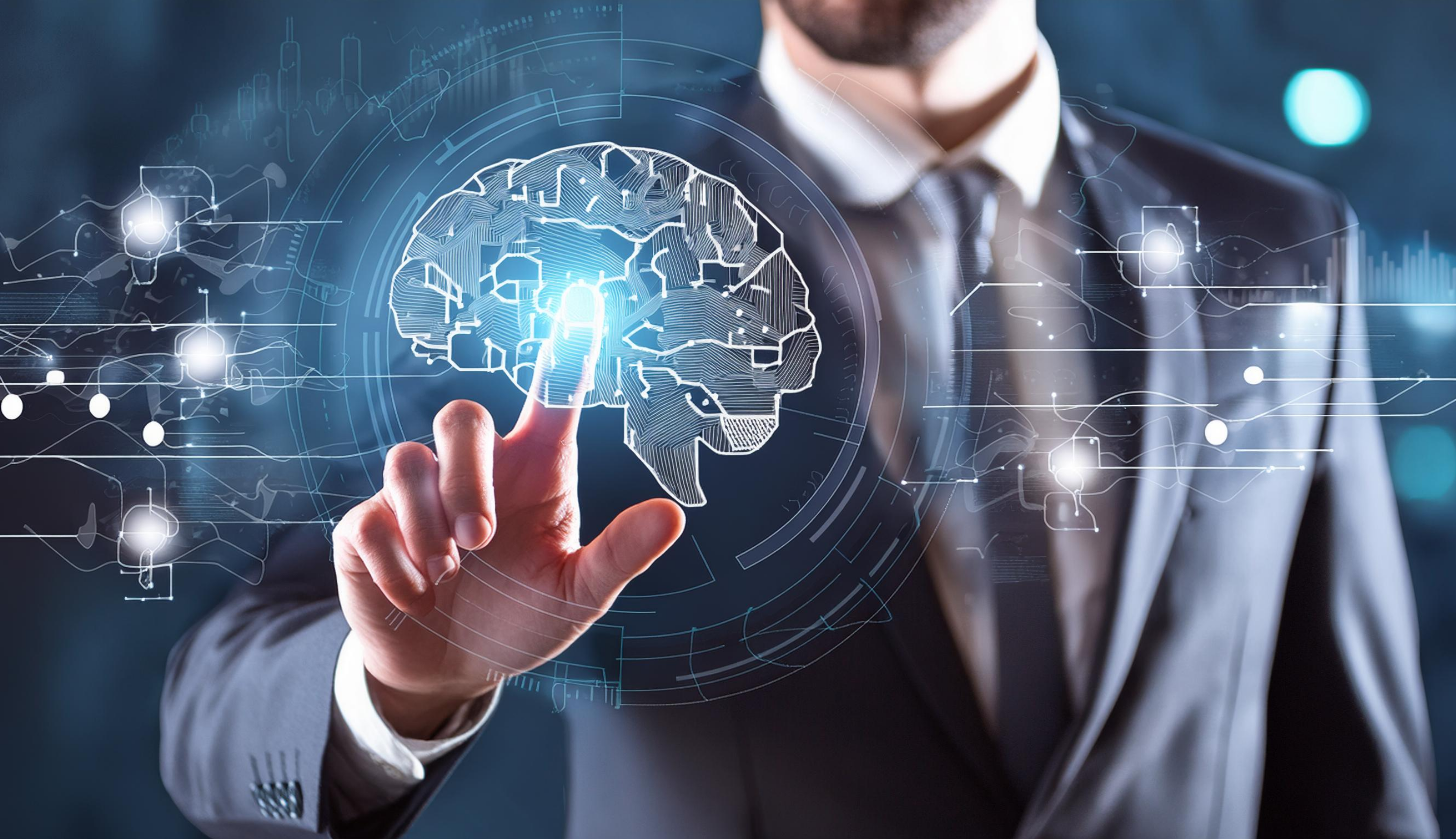 businessman touching ai